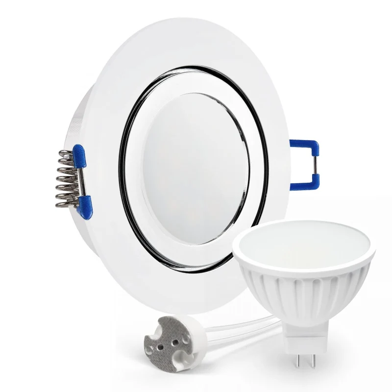 LED Einbaustrahler Spot Feuchtraum IP44 Chrom glänzend rund Glas Lochmaß Ø 60mm - 75mm GU5.3 MR16 12V