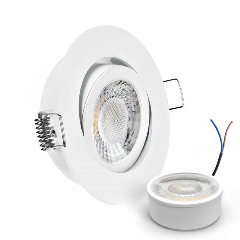 LED Einbaustrahler Spot weiß rund 360° schwenkbar Lochmaß Ø 68mm - 75mm geringe Einbautiefe flach 230V