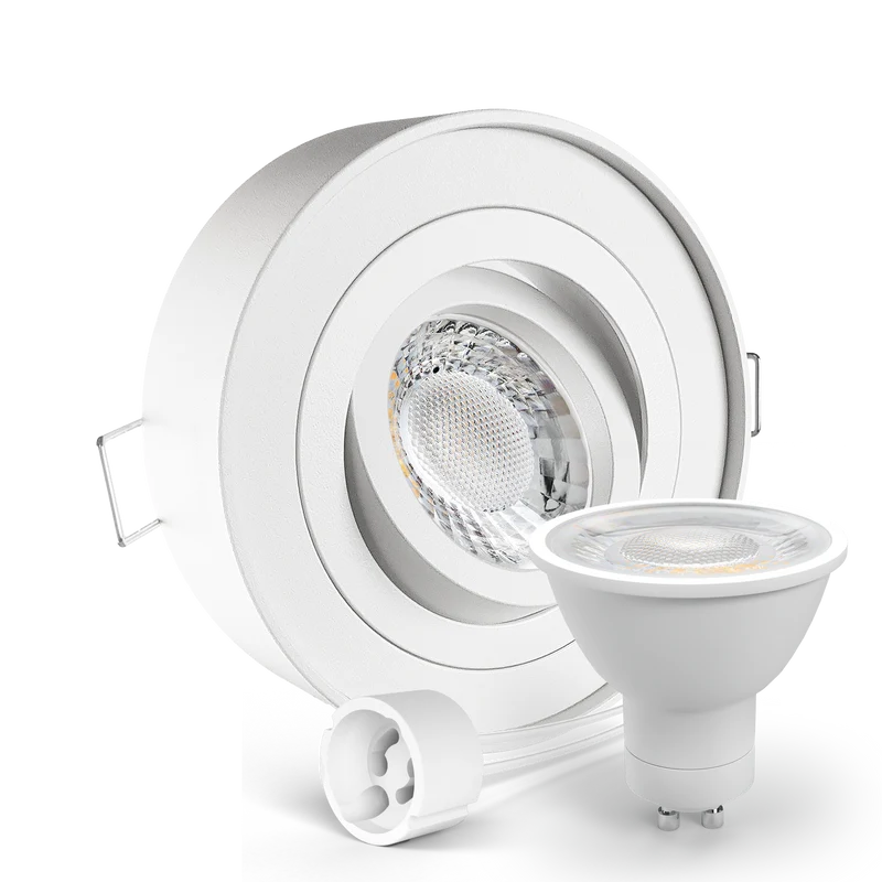 LED Aufbau Einbaustrahler weiß rund 360° schwenkbar Lochmaß Ø 85mm - 90mm GU10 230V