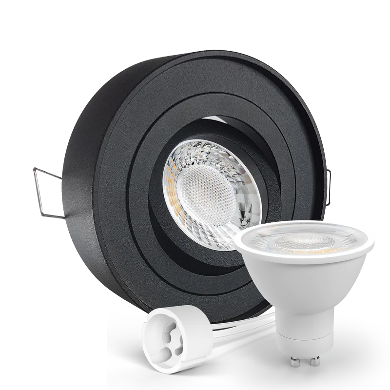 LED Aufbau Einbaustrahler schwarz rund 360° schwenkbar Lochmaß Ø 85mm - 90mm GU10 230V