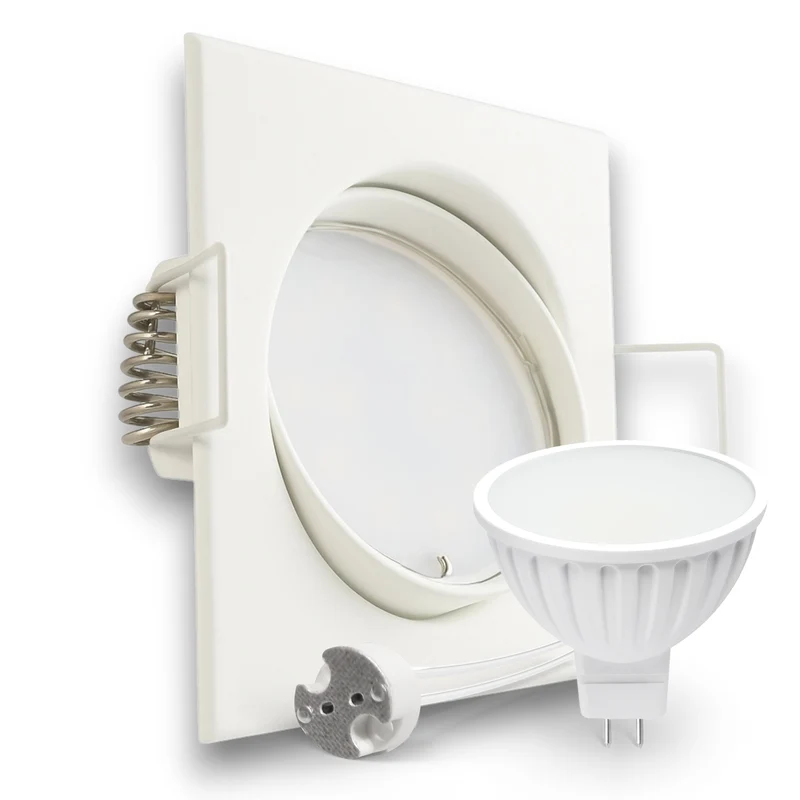 LED Einbaustrahler Spot weiß eckig 30° schwenkbar Lochmaß Ø 68mm - 78mm GU5.3 MR16 12V