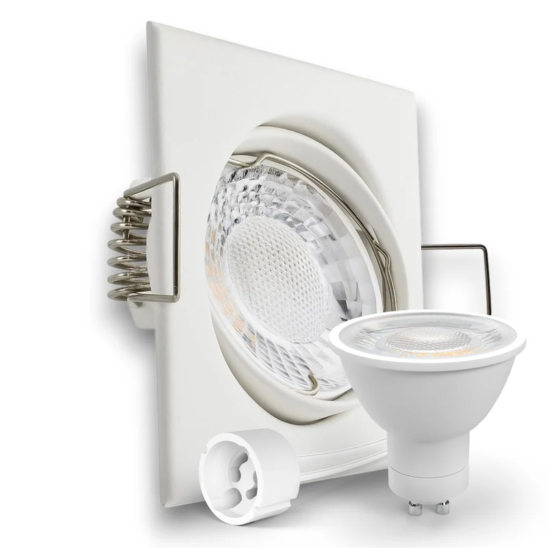 LED Einbaustrahler Spot weiß eckig 30° schwenkbar Lochmaß Ø 68mm - 78mm GU10 230V